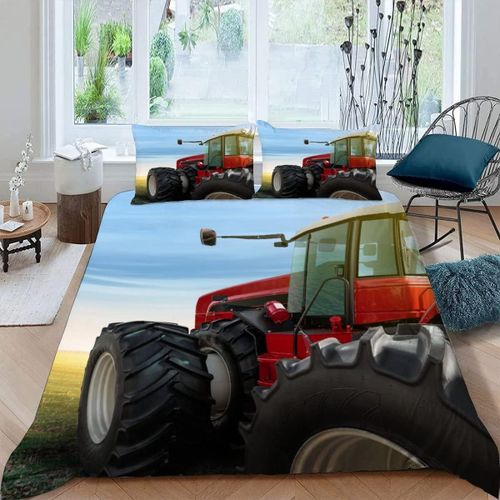Housse De Couette Tracteur X Imprim¨¦ D Machines Agricoles Modernes Parure De Lit Personnes Hypoallergique Microfibre Literie Pi¨¨Ces Avec Ferm