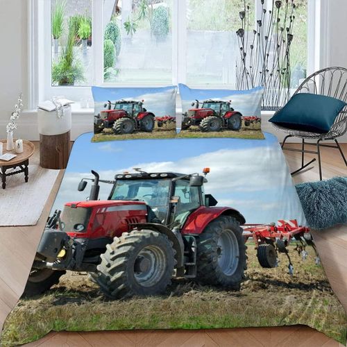 Housse De Couette Tracteur X Imprim¨¦ D Machines Agricoles Modernes Parure De Lit Personnes Hypoallergique Microfibre Literie Pi¨¨Ces Avec Fermeture ¨¦