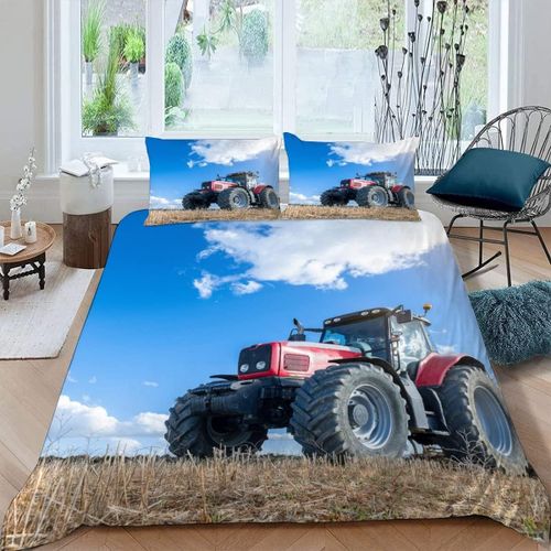 Pi¨¨Ces Parure De Lit Personnes Tracteur Housse De Couette X Adultes Avec Fermeture ¨¦Clair Housse De Couette En Microfibre Machines Agricoles Avec T