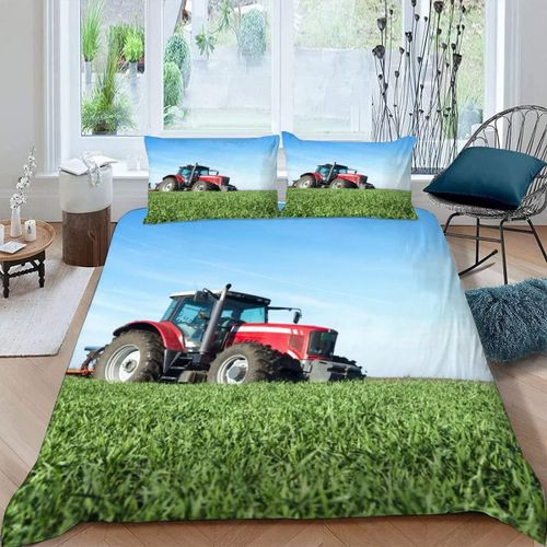 Pi¨¨Ces Parure De Lit Personnes Tracteur Housse De Couette X Adultes Avec Fermeture ¨¦Clair Housse De Couette En Microfibre Machines Agricoles