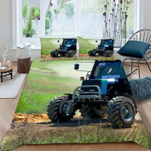 Housse De Couette X Tracteur Imprim¨¦ D Machines Agricoles Modernes Parure De Lit Personnes Adultes Hypoallergique Microfibre Literie Avec Ferm