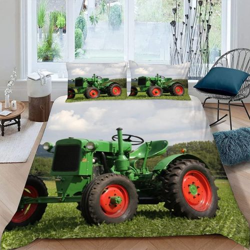 Housse De Couette X Tracteur Imprim¨¦ D Machines Agricoles Parure De Lit Personnes Adultes Hypoallergique Microfibre Literie Avec Fermeture ¨¦Cl