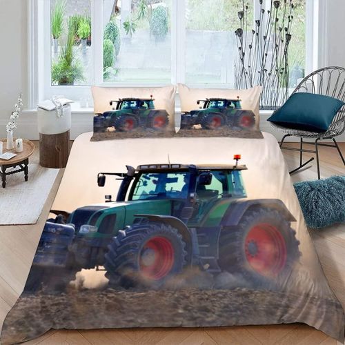 Housse De Couette Tracteur X Imprim¨¦ D Machines Agricoles Modernes Parure De Lit Personnes Hypoallergique Microfibre Literie Pi¨¨Ces Avec Ferm
