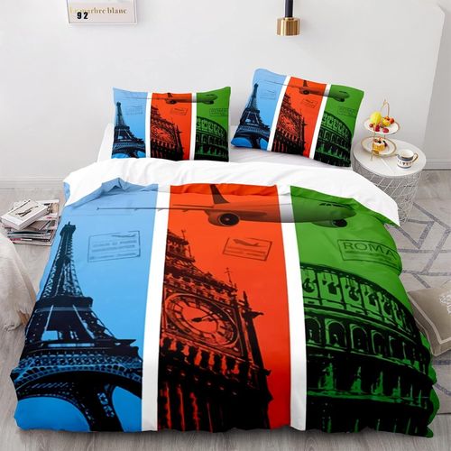 X Cm Microfibre Housse De Couette Doux Confortable Parure De Lit Paris Tour Eiffel Housse De Couette Fille X + X Taies D'oreiller Xcm
