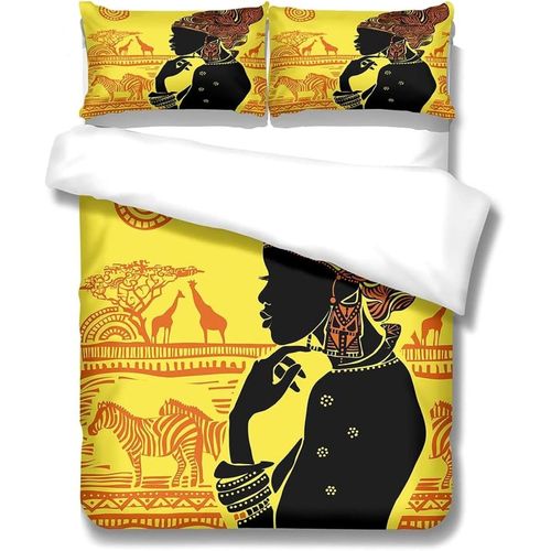 Housse De Couette X Femme Africaine, D Imprim¨¦E Microfibre Parure De Lit Femme Africaine Housse De Couettes Personne Avec X Taie D'oreiller X Cm