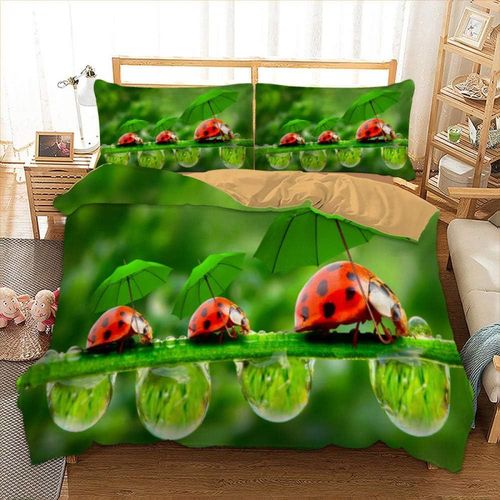 D Parure De Lit Paysage De Coccinelle£¬Housse De Couette En Microfibre Hypoallergique Fermeture ¨¦Clair Parure De Lit Dxcm( Housse Couette Housse Oreillers)