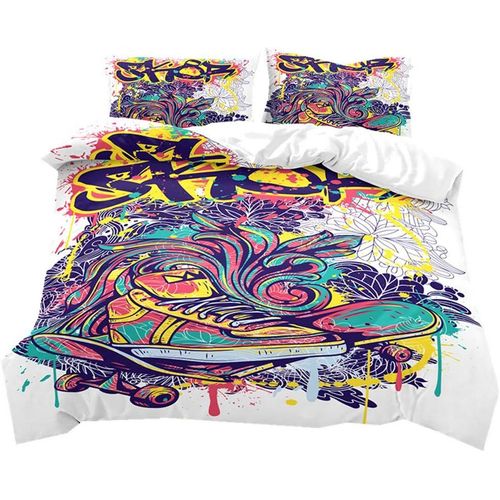 Ensemble De Literie Queen X Chaussures De Skate Peinture Couleur D Blanc Hip Hop Housse De Couette Et Taie D'oreiller Pi¨¨Ces % Polyester Fibre