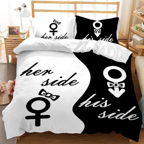 Dog Side My Side Parure De Lit Pour Elle Et Lui Avec Housse De Couette Pour Lit Double ( X Cm)
