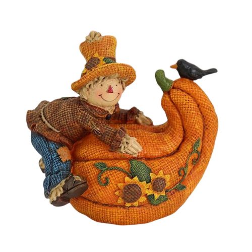 Figurines De Récolte En Forme D'épouvantail Avec Des Citrouilles, Décorations De Thanksgiving, Décor De Table, Sculpture Réaliste Pour Étagère, Ornement De Cheminée
