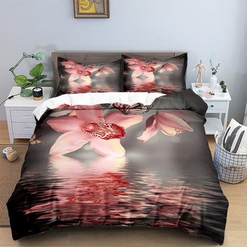 Housse De Couette Florale Mandala Color¨¦E Orange Rose Bleu Boh¨¨Me Chic Aquarelle Tie-Dye Parure De Lit Boh¨¨Me Hippie Fleurs Exotiques Parure De Lit Pour D¨¦Coration De Chambre ¨¤ Cou