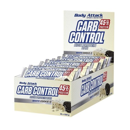 Boîte Carb Control High Protein Bar (15x100g)|Chocolat Blanc Cookie|Barres Protéinées|Body Attack Nutrition 