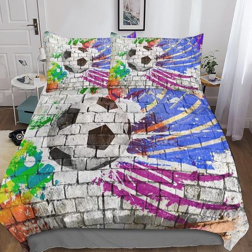 Football D Imprim¨¦Ensemble De Literie Parure De Lit Movement En Microfibre Parure De Lit Avec Fermeture ¨¤ Glissi¨¨Re Et Taies D'oreiller Adultes Et Enfants Double£¨Xcm£©