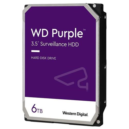 WD Purple WD60PURZ - Disque dur - 6 To - interne - 3.5" - SATA 6Gb/s - 5400 tours/min - mémoire tampon : 64 Mo