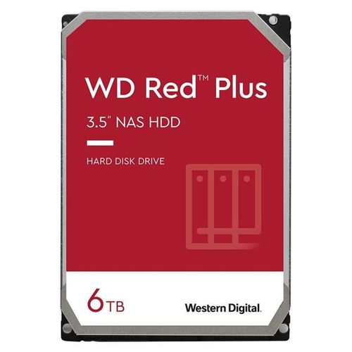 WD Red Plus WD60EFZX - Disque dur - 6 To - interne - 3.5" - SATA 6Gb/s - 5400 tours/min - mémoire tampon : 128 Mo