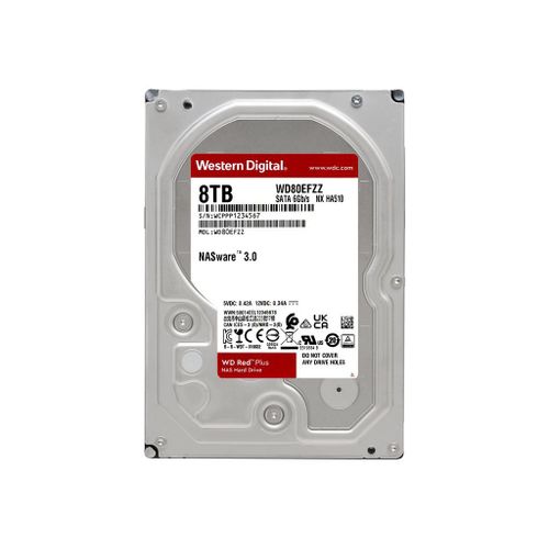 WD Red Plus WD80EFZZ - Disque dur - 8 To - interne - 3.5" - SATA 6Gb/s - 5640 tours/min - mémoire tampon : 128 Mo