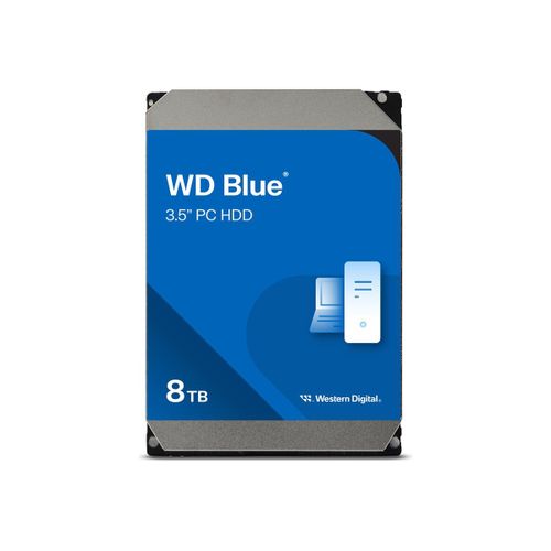 WD Blue WD80EAAZ - Disque dur - 8 To - interne - 3.5" - SATA 6Gb/s - 5640 tours/min - mémoire tampon : 256 Mo