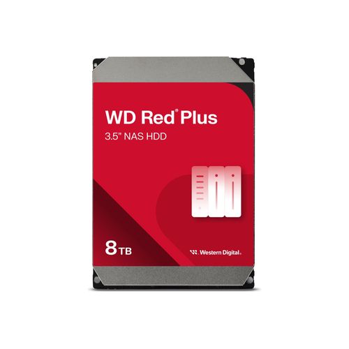 WD Red Plus WD80EFPX - Disque dur - 8 To - interne - 3.5" - SATA 6Gb/s - 5640 tours/min - mémoire tampon : 256 Mo
