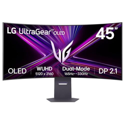 LG UltraGear 45GX950A-B - Moniteur OLED - jeux - incurvé - 45" (44.5" visualisable) - 5120 x 2160 WUHD @ 165 Hz - 1300 cd/m² - 1500000:1 - DisplayHDR 400 True Black - 0.03 ms - 2xHDMI...