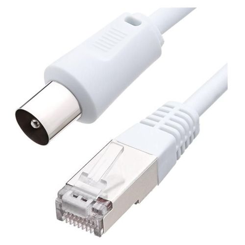 BIGBEN Connected - Câble d'antenne - connecteur IEC (M) pour RJ-45 (M) - 2 m - S/FTP - CAT 7 - blanc