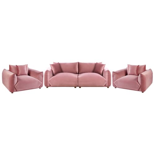 Ensemble De Salon En Velours Rose Luvos