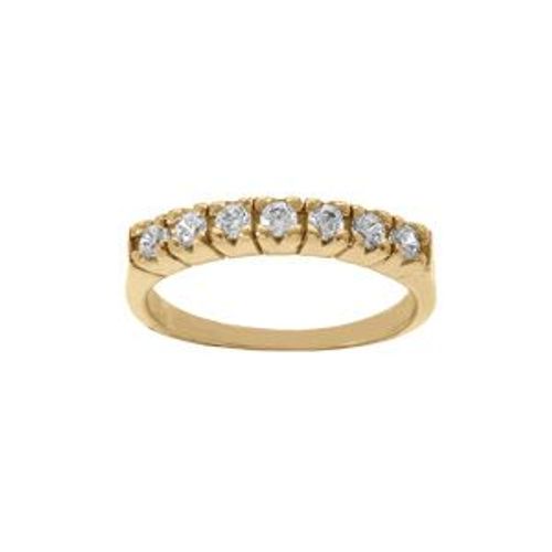 Bague Acier Doré Rail Oxydes Blancs Sertis