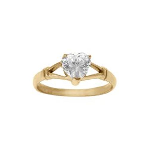 Bague Acier Doré Oxyde Blanc Forme Coeur