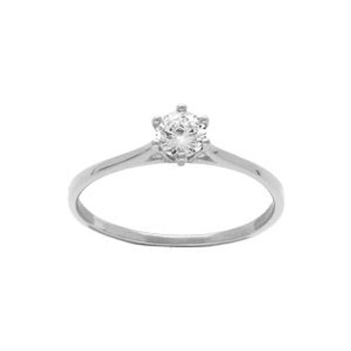 Bague Acier Solitaire 4.5mm Oxyde Blanc 6 Griffes