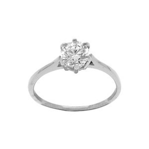Bague Acier Solitaire 6mm Oxyde Blanc 6 Griffes