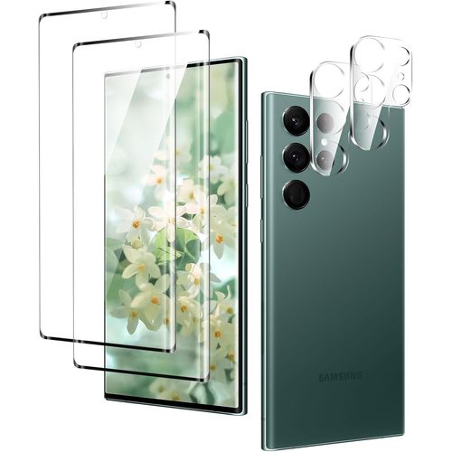 Verre Trempé Pour Samsung Galaxy S22 Ultra 2+2 Pièces Plein Écran Film Protection Écran [Sensible Au Toucher][Bord À Bord][Affaire Classée][Sans Bulle][Anti-Scratch][Ultra Hd]