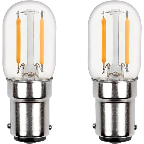 Ampoule LED Baïonnette 230V Blanc Chaud 2700K pour Machine à Coudre, 150LM, AC 220-240V, 2W Équivalent Lampe Halogène B15d 15W, 2 contacts, non-dimmable, Petite B15d COB Filament LED, lot de 2