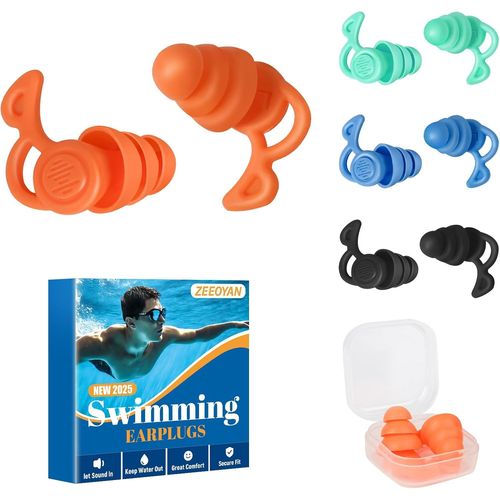 Bouchon Oreille Piscine Adultes, 4 Paires bouchon d'oreille piscine de natation en Silicone s et Imperméables Pour la douche, la natation, le surf