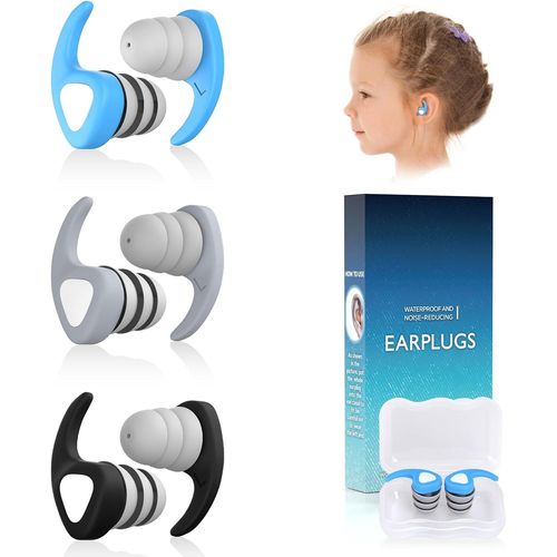 Bouchons d'Oreille de Natation pour Enfants, 3 Paires Bouchons d'Oreilles en Silicone s et Imperméables, Protection des Oreilles pour Natation/Douche/Surf pour les Enfants de 4 à 12 Ans.[H7]