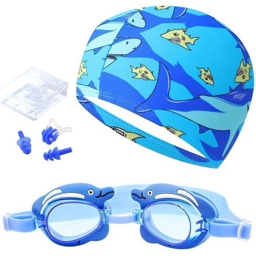 Ensemble Bonnet De Bain Et Lunettes Enfant, Bonnet De Bain Enfant, Bonnet De Natation Imperméable, Bonnet De Natation En Polyester Pour Cheveux Longs Bonnet De Piscine D¿Enfants Unisexe En Nylon