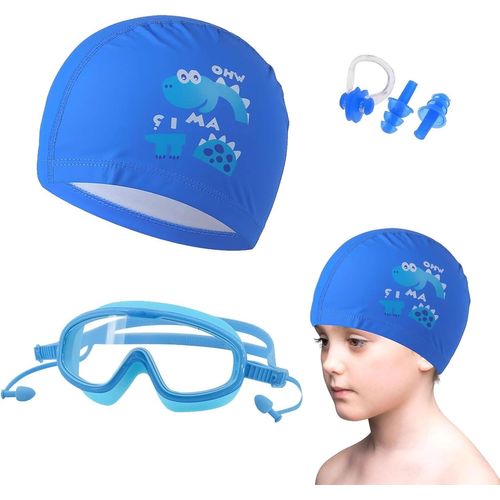 Masque Piscine Enfant 3-15 Ans Lunette Piscine Enfant, Lunettes Natation, Lunette Natation Avec Bonnets De Bain, Pince-Nez, Bouchons D¿Oreille.[L522]