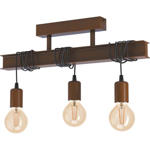 Hamiltion-Luminaire Plafonnier Townshend 4 À 3 Flammes, Lampe De Plafond Au Design Vintage Et Industriel En Métal Brun Antique Pour Salon, Chambre À Coucher Et Couloir, Douille E27