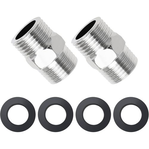 Hamiltion-Lot De 2 Rallonges De Tuyau De Douche 2/1" Avec 4 Rondelles En Acier Inoxydable 201