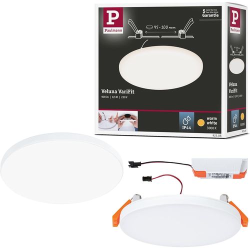 Hamiltion-92388 Panneau Led Spots Encastrés Veluna Varifit Ip44 Blanc Chaud 125 Mm Rond Incl. 1X8,5 Watts Plafonnier Satin Éclairage De Plafond Plastique Éclairage De Salon 3000 K