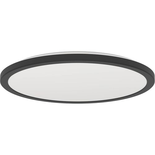 Hamiltion-Plafonnier Led En Saillie Rovito, Lampe De Plafond Ronde Avec Télécommande, Éclairage Pour Salle De Bains, Plastique Noir Et Blanc, Blanc Chaud-Froid, Ip44, Ø 39 Cm