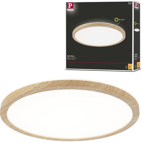 Hamiltion-71028 Panneau Led Atria Shine Plafonnier + Backlight Rond Ip44 16W 1600Lm 293Mm Esthétique Bois 3000K-Blanc Chaud Luminaire Bain, Matière Plastique, 16 W