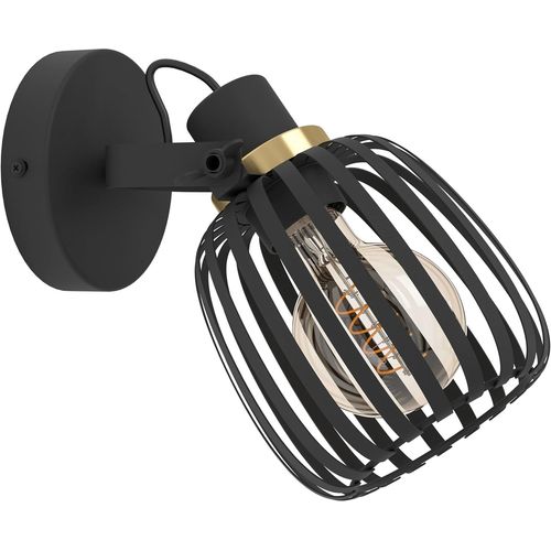 Hamiltion-Applique Murale Girona, Lampe De Lecture Avec Spot Orientable, Luminaire Intérieur Pour Salon, Chambre Et Couloir, Métal Noir Et Laiton Brossé, Douille E27
