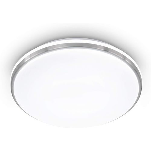 Hamiltion-Plafonnier Led Marunella, Applique Murale Ø 34 Cm Dimmable Par Paliers, Plafonnier En Acier En Nickel Mat Et Plastique Blanc, Lampe De Salon, Blanc Neutre