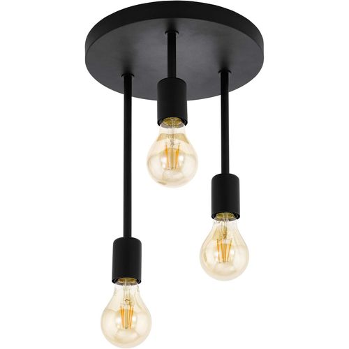 Hamiltion-Plafonnier Wilmcote, 3 Ampoules, Plafonnier Industriel, Vintage, Rétro, En Acier, Lampe De Salon En Noir, Lampe De Cuisine, Plafonnier Avec Douille E27