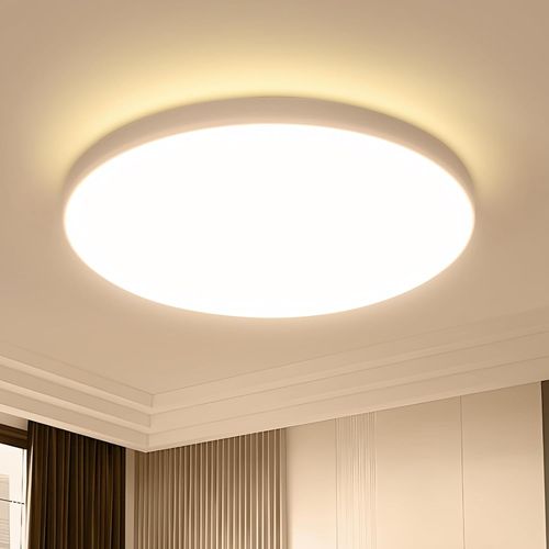Hamiltion-Plafonnier Led 18W, Lampe De Plafond Moderne 2050Lm Rond Blanc Imperméable Ip44, Luminaire Plafonnier Salon Blanc Chaud 3000K Pour Chambre, Cuisine, Salle De Bain, Ø23Cm