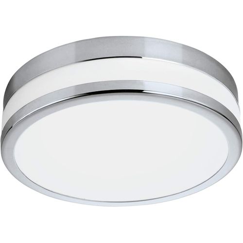 Hamiltion-Plafonnier Led Parlermo Pour Salle De Bain-1 Ampoule-Matériau : Acier-Verre : Satiné Et Blanc Laqué-Couleur : Chromé-Diamètre : 29,5 Cm-Ip44