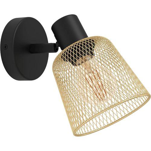 Hamiltion-Applique Murale Coslada, Lampe De Lecture Avec Spot Orientable, Luminaire Intérieur Pour Salon, Chambre Et Couloir, Métal Noir Et Laiton Brossé, Douille E27