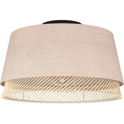 Hamiltion-Plafonnier Tabley, Lampe De Plafond Au Design Naturel, Luminaire En Saillie Pour Chambre Et Salon, Lin Et Bamboe, Douille E27, Ø 38 Cm