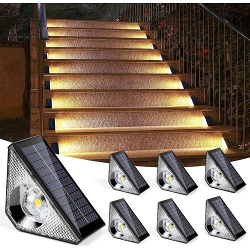 Hamiltion-Lampe Solaire Exterieur(6pc), 2700k Escaliers Éclairage Pour Chemins, Eclairage Exterieur Solaire- Ip65 Led Escalier Pour Jardin, Patio, Garage, Marche, Escaliers