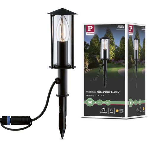 Hamiltion-94323 Luminaire D'extérieur Led Plug & Shine Minipoller Classic Ip44 Incl. 1x2 Watts Gradable Clair Métal 3000 K E14