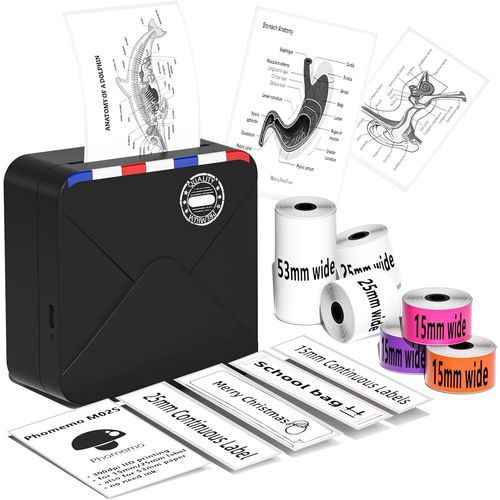 Hamiltion-M02S Kit Imprimante Thermique Mini Bluetooth Portable 300 Dpi Impression Hd Pour L'Organisation De Journaux Photos Compatible Avec Iphone Et Android Noir