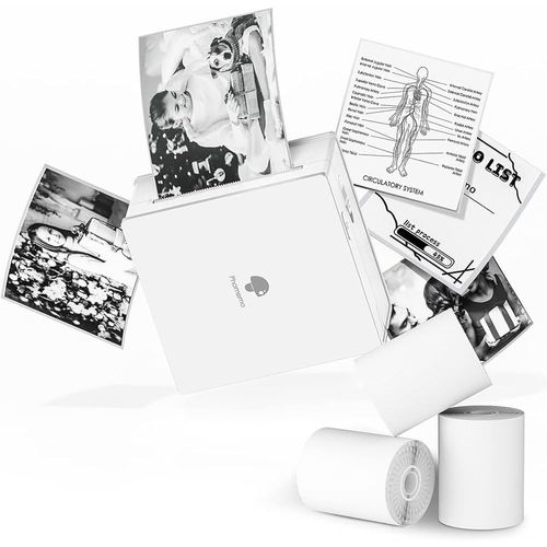 Hamiltion-M02 Lot De 3 Rouleaux De Papier Avec Imprimante Thermique Bluetooth Pour Photos Instantanées Compatible Avec Android Iphone Ipad Pour Journal De Voyage Enfant, Blanc